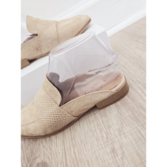 Free People At Ease Beige Snakeskin Square Toe Slip On Loafer Mule Shoes 6 36.5 - Picture 2 of 10